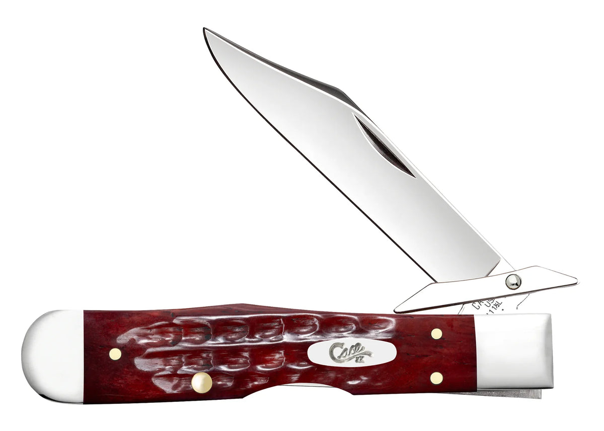 Case  Pocket Worn Old Red Bone Pocket Knife