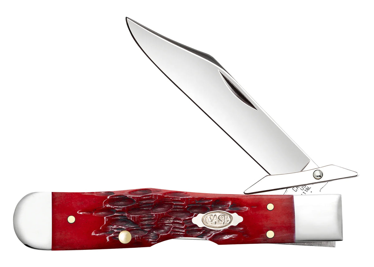 Case  Dark Red Bone Peach Seed Jig Pocket Knife