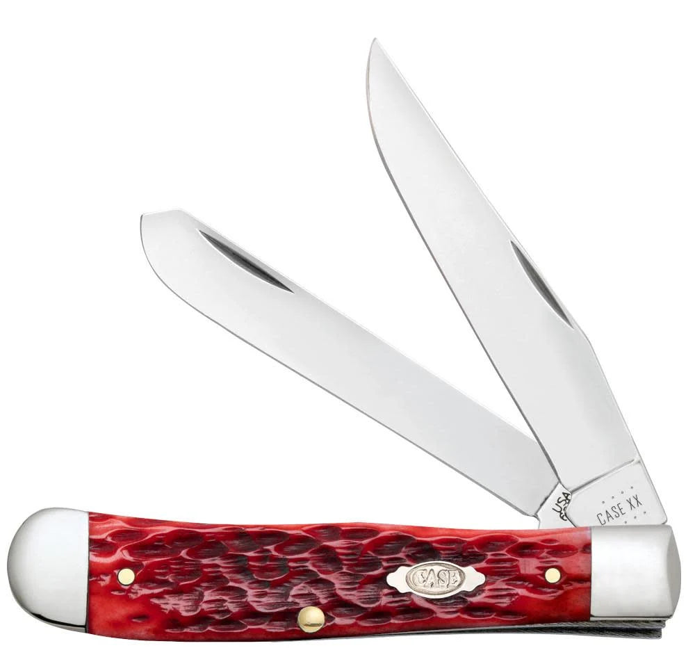 Case  Dark Red Bone Peach Seed Jig Pocket Knife