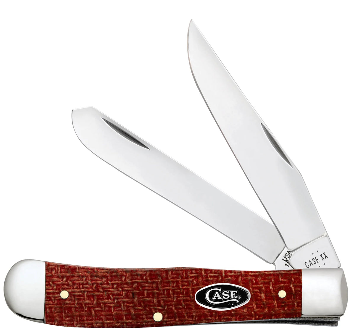Case  Dark Red Burlap Micarta Pocket Knife