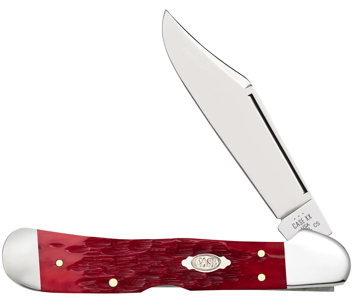 Case  Dark Red Bone Peach Seed Jig Pocket Knife