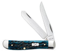 Case  Pocket Worn Mediterranean Blue Bone-Peach Seed Jig Pocket Knife