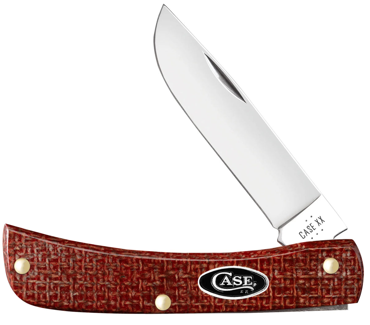 Case  Dark Red Burlap Micarta Pocket Knife