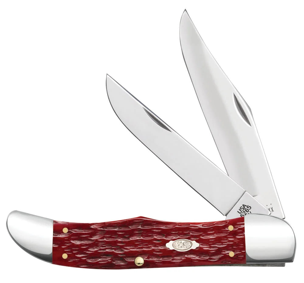 Case  Dark Red Bone Peach Seed Jig Pocket Knife