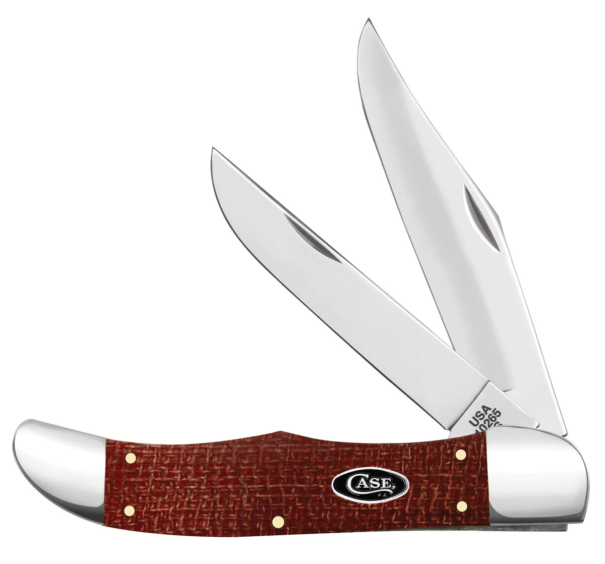 Case  Dark Red Burlap Micarta Pocket Knife