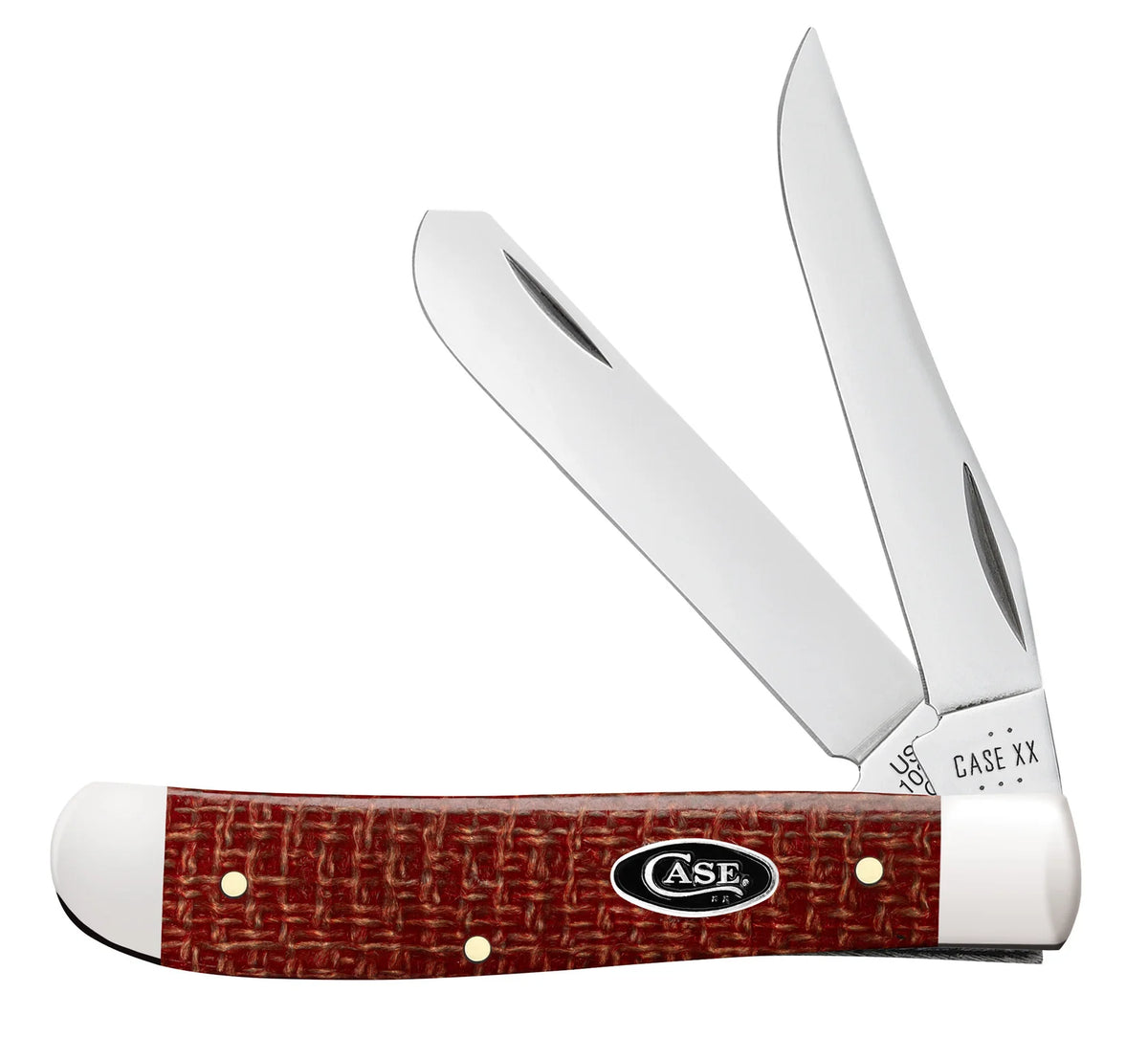 Case  Dark Red Burlap Micarta Pocket Knife